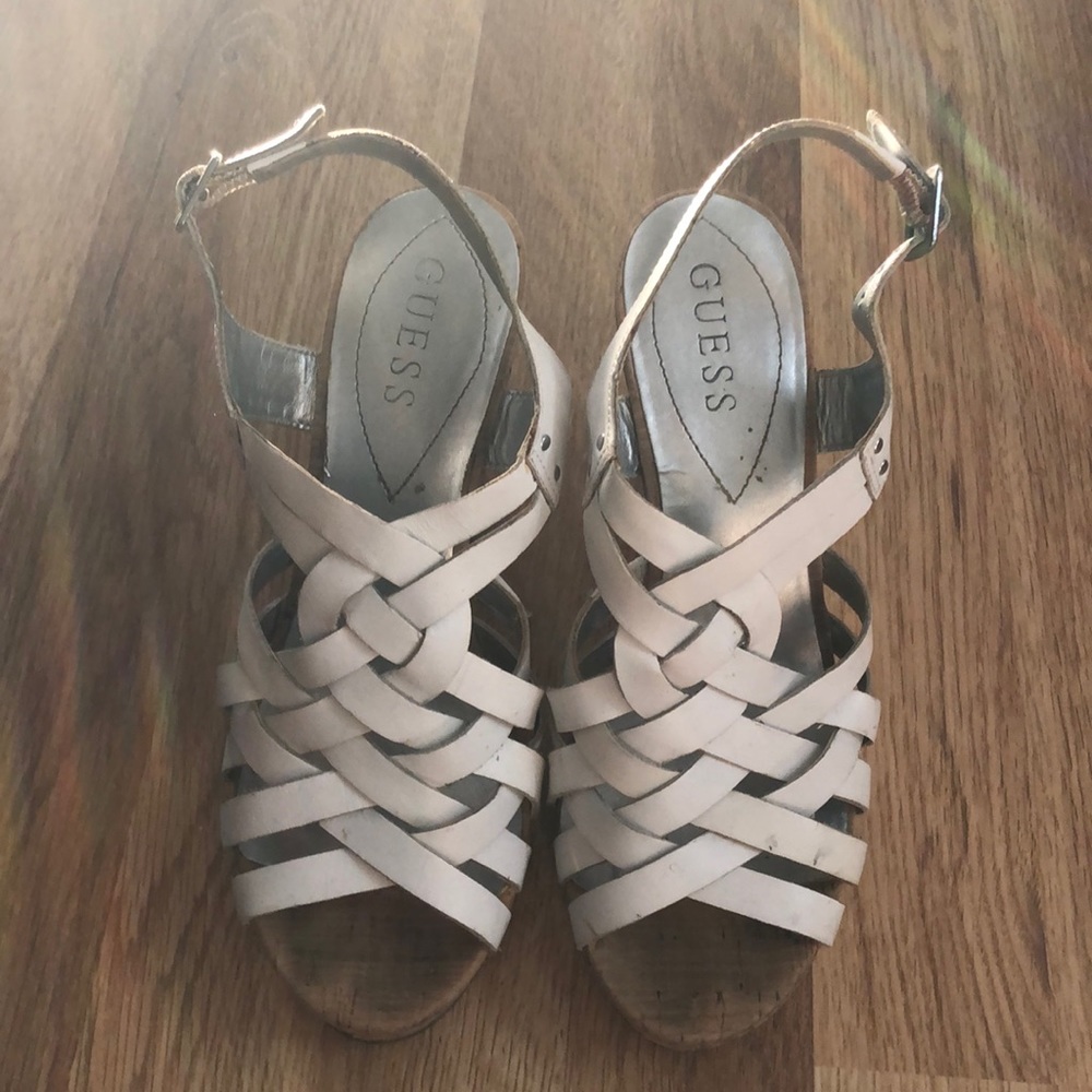 Guess Wedge Sandals (White)